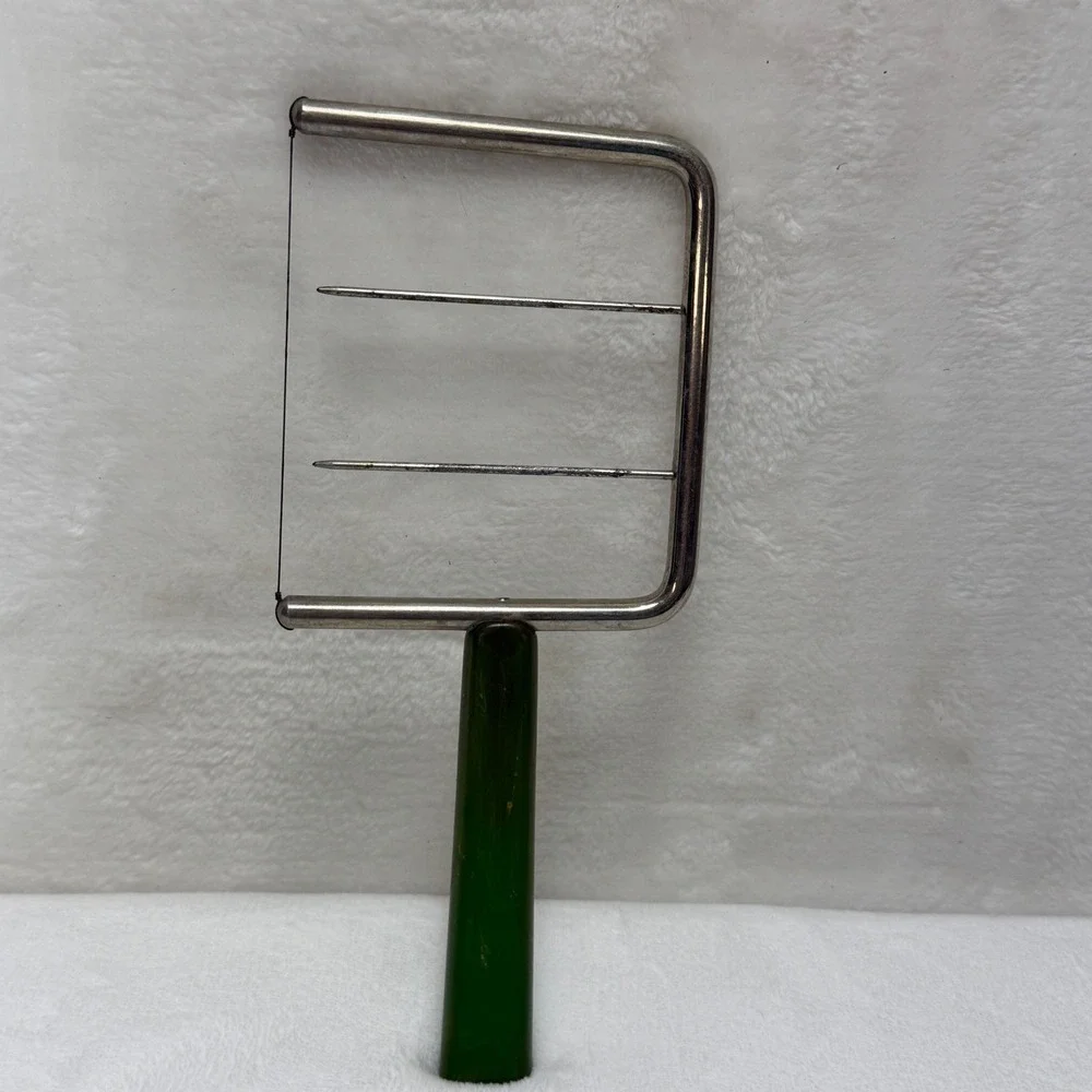 VTG MCM Green Swirl Bakelite Handle‎ Cheese Slicer Stainless Steel Wire Cutter